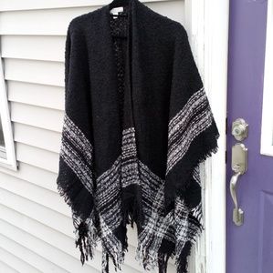 Fuzzy Blanket Scarf Poncho Wrap